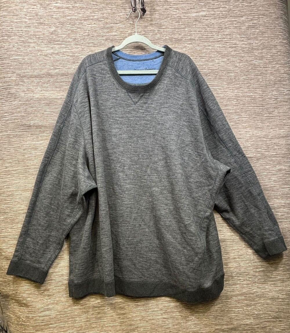 Tommy Bahama Sweater Mens Size 2XL Gray Crew Neck Knit Pullover Oversized Casual